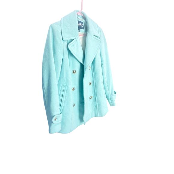 Lands End Baby Blue Wool & Lined Pea Coat w/ Pockets Sz6 - Picture 1 of 14